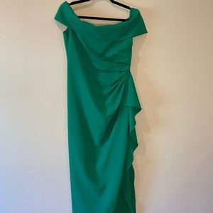 Vince Camuto, Vibrant green, off-shoulder, evening gown